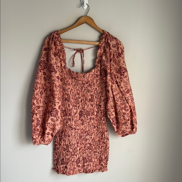 FREE PEOPLE SMOCK IT TO ME MINI DRESS SMALL - Picture 2 of 12
